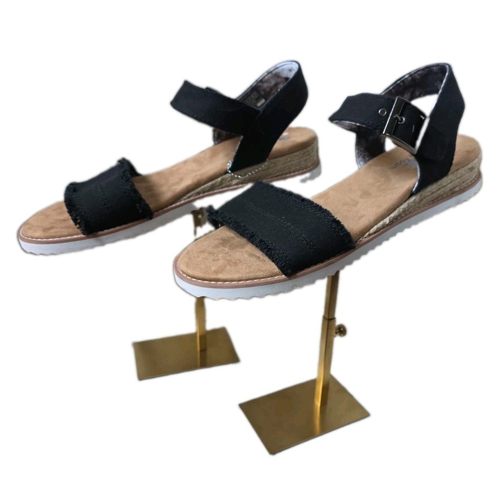 Skechers BOBS Desert Kiss Black Strappy Memory Fm Wedge Sandals Wms Size 11 NWT - Picture 6 of 16